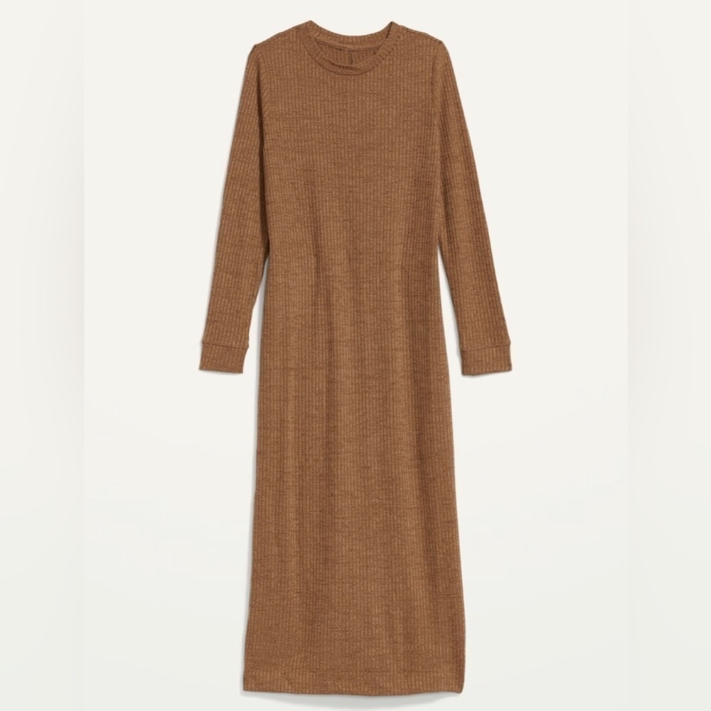 NWOT! Women's Night Owl Rib-Knit Long-Sleeve Maxi Shift Dress - MULTIPLE 🍭